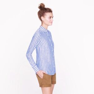 J. Crew Blue and White Striped Button Down Shirt